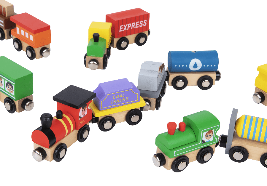 Alhos 82Pcs trilhos de trem de madeira conjuntos de brinquedos de trem  conjunto para meninos e meninas de 3 anos de idade, incluindo o conjunto de  madeira do trem, as crianças amigas
