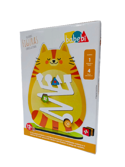 Brinquedo Educativo Madeira Rolando Figuras Com O Gatinho Babebi