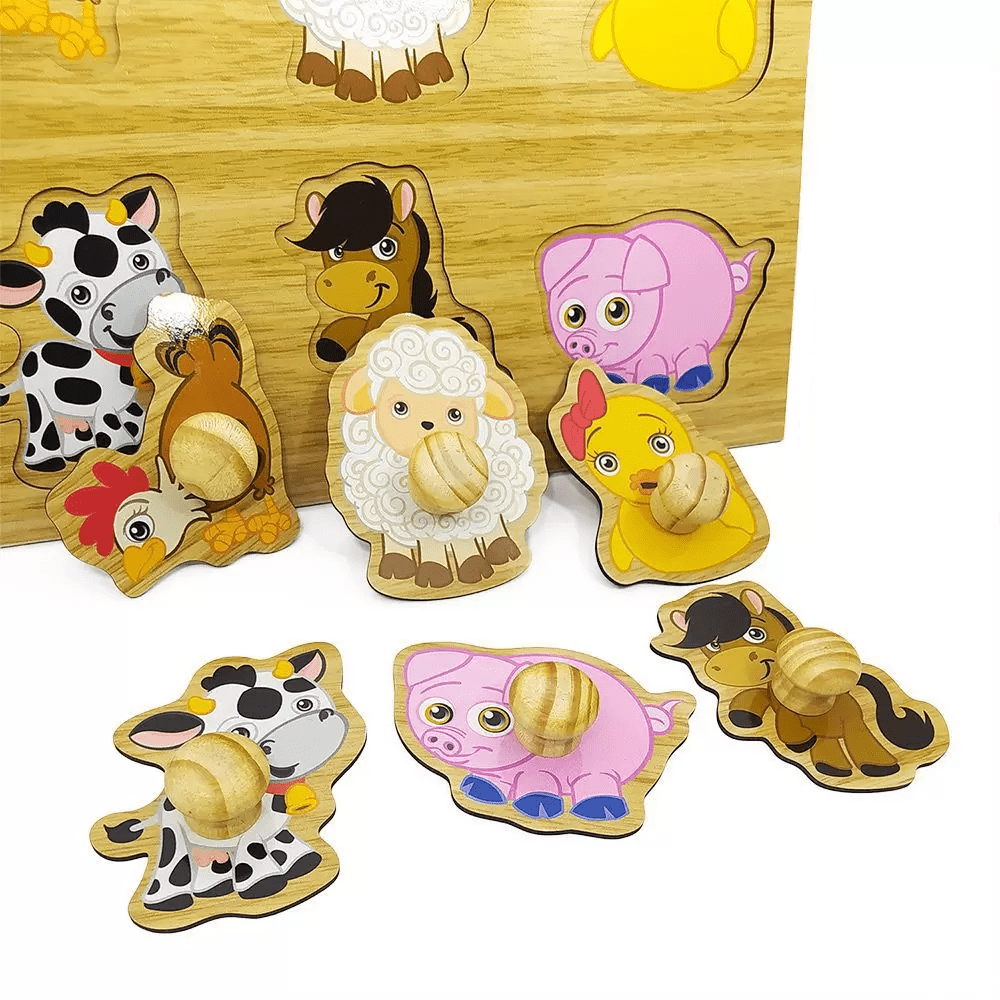 Quebra-Cabeças Pinão Animais da Fazenda - Simque Brinquedos Educativos