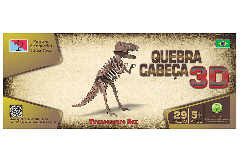 Quebra-Cabeça 3D - Tiranossauro Rex - Coleção Dinossauros - 29