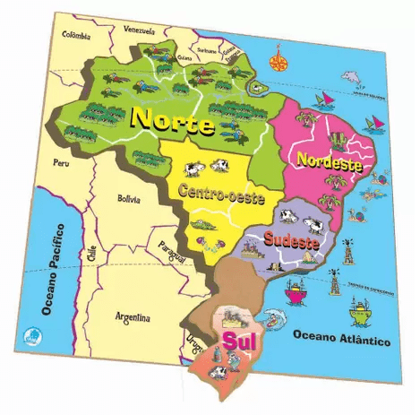Mapa Brasil Regiões Estados Capitais - Quebra Cabeça Educativo Babebi -  Ioiô de Pano Brinquedos Educativos